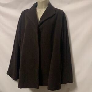 EILEEN FISHER 100% WOOL BROWN JACKET ITALIAN FABRIC SIZE‎ M